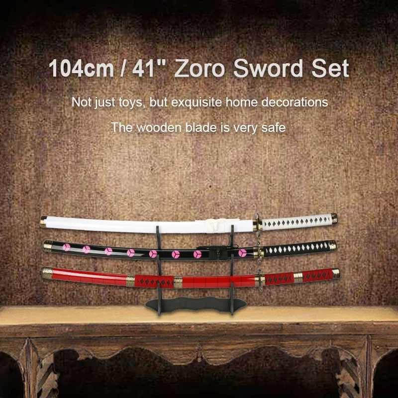 Anime Cosplay Katana - 2026 3 قطع سيوف رورونوا زورو