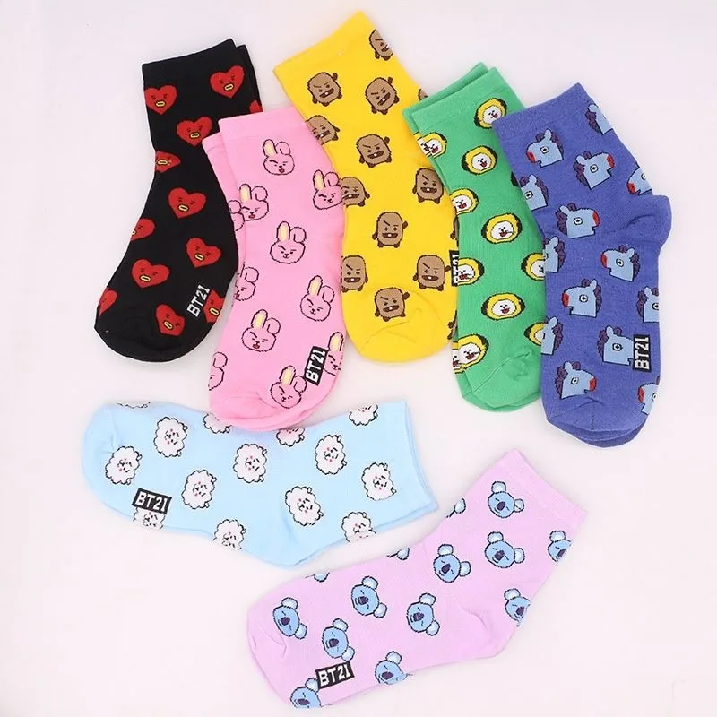 جوارب كاواي بي تي 21 الكرتونية - مراجعة Cosplay Korean Anime وسعره